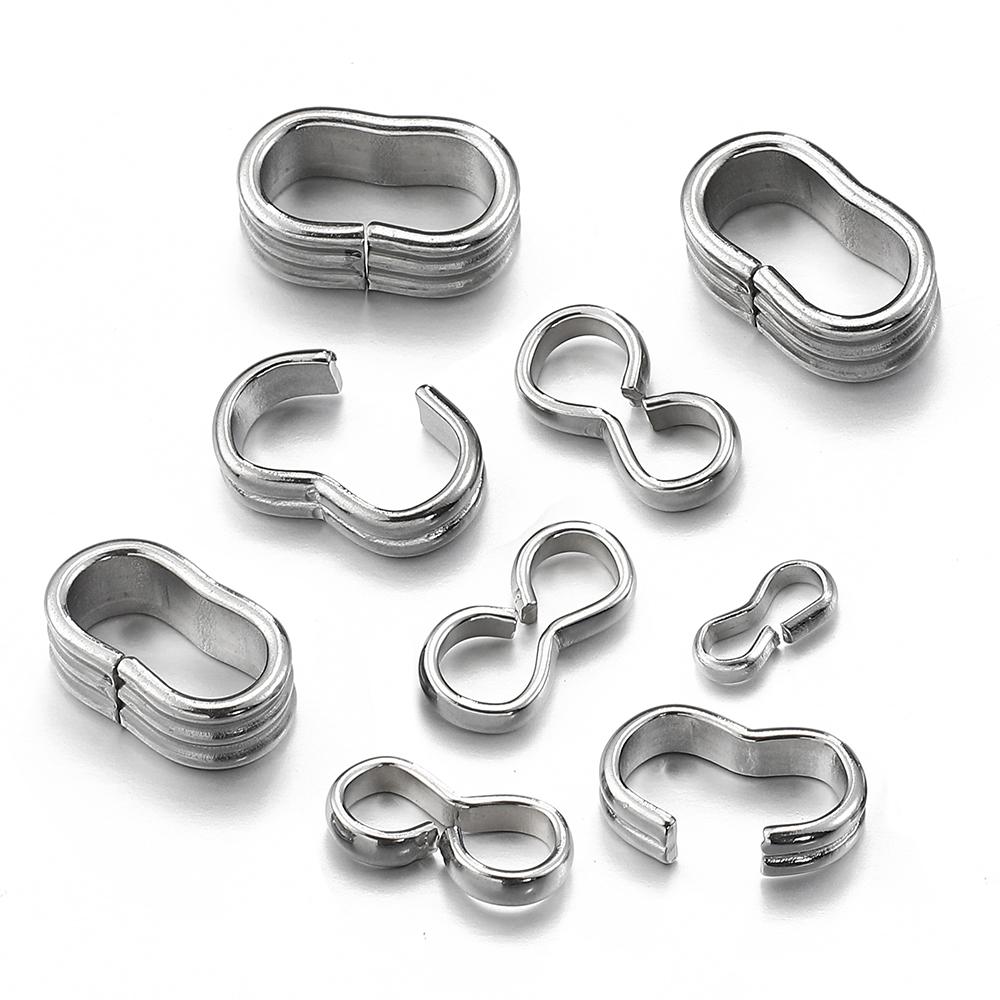 50pcs Stainless Steel 8 Shape Clasp Clips Buckle Connectors for Bracelet Necklace Jewelry Making DIY Handmade Supplies Wholesale