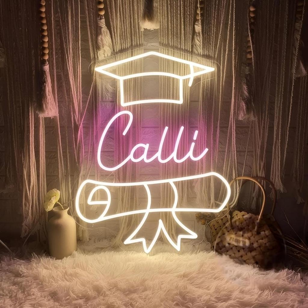 Custom Graduation Name Neon Sign, Congrats Grad Name Sign Class of 2025 Graduation Prom Party Neon Light Backdrop Decor, Gift for Friends, Class Room