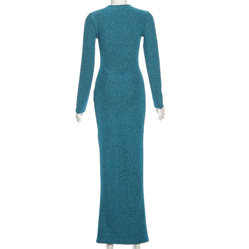 European Style 2026 Spring Elegant Hollow High Waist Slimming Bodycon Long Dress for Women