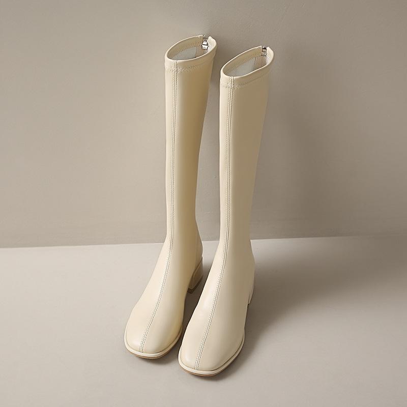 Boots for Women But Over the Knee 2024 New Soft Leather Thick Heel Thin High Boots Autumn and Winter British Style High Heel Knight Boots for Women