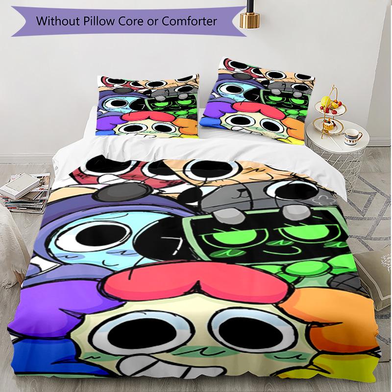 3pcs Duvet Cover Set (1*Duvet Cover + 2*Pillowcase, Without Core), Dandy's World Print Soft All‑Season Bedding Set, Home Bedroom Decor Gift
