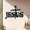 Divine Savior & Devout Hands Iron Wall Ornament - 'I Am the Way' Cross Adornment, Sturdy Metal, Ideal Christian Home Gift, Outdoor Spiritual Décor
