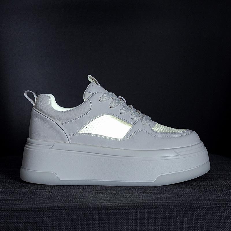 Soft Leather Comfortable Forrest Gump Shoes Breathable Little White Shoes Women's 2025 New Muffin Non-slip Board Shoes Thick Sole Heightening Casual