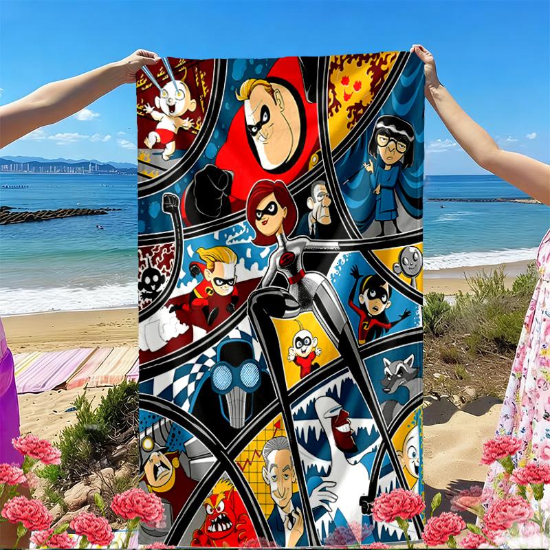 Incredibles Print Beach Towel, Versatile Lightweight Absorbent Beach Towel for Pool Surf Yoga Bathroom, Perfect Birthday Holiday Gift