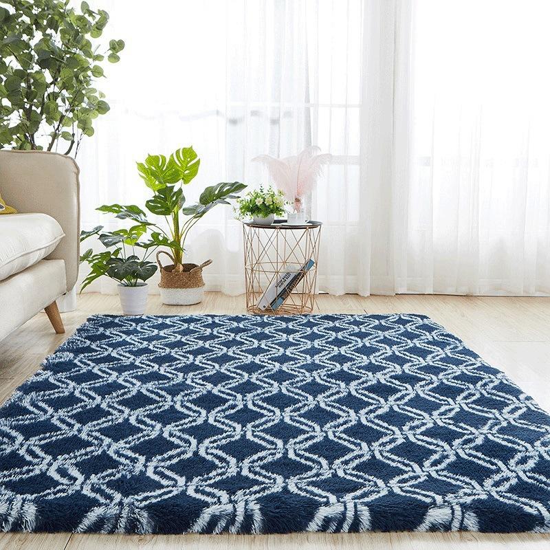 Plush Tie-dye Living Room Full Carpet Floor Mat Thickened Soft Carpet Bedroom Bedside Silk Wool Floor Mat