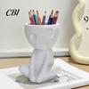 Artistic Pencil Cup for Desk Abstract Character Pen Holder, Resin Sitting Figure Desktop Storage Organizer Office Cup, Multi-functional Makeup Brushes