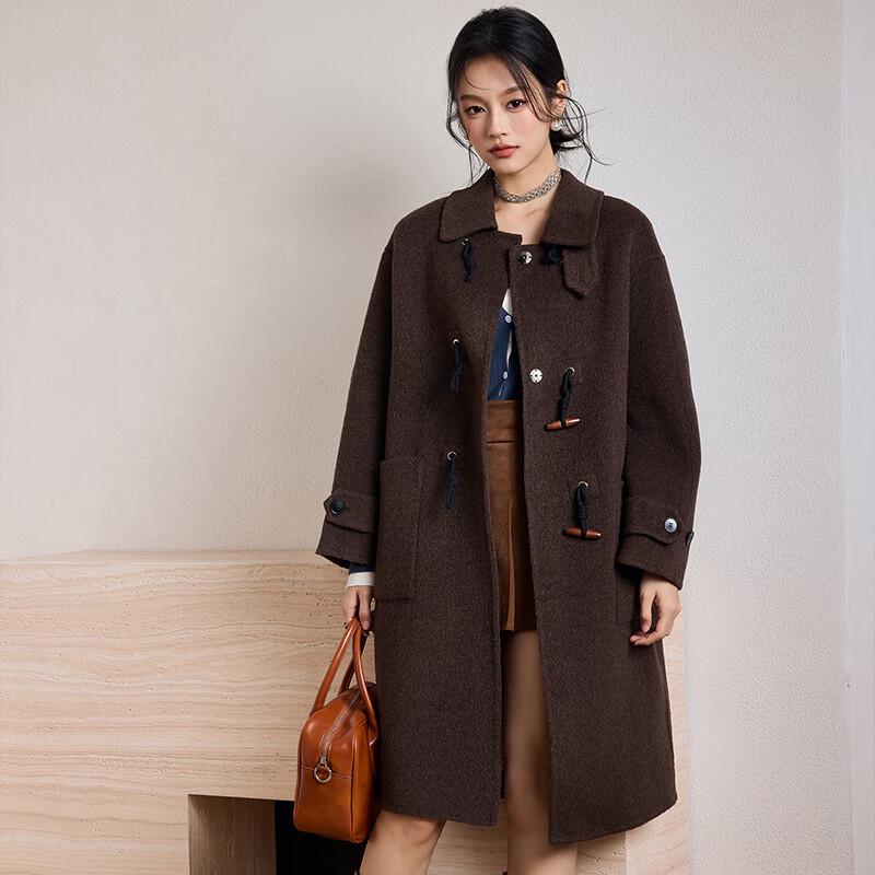 

Женское двустороннее пальто средней длины из 100% шерсти с застежкой на пуговицы-клеванты M