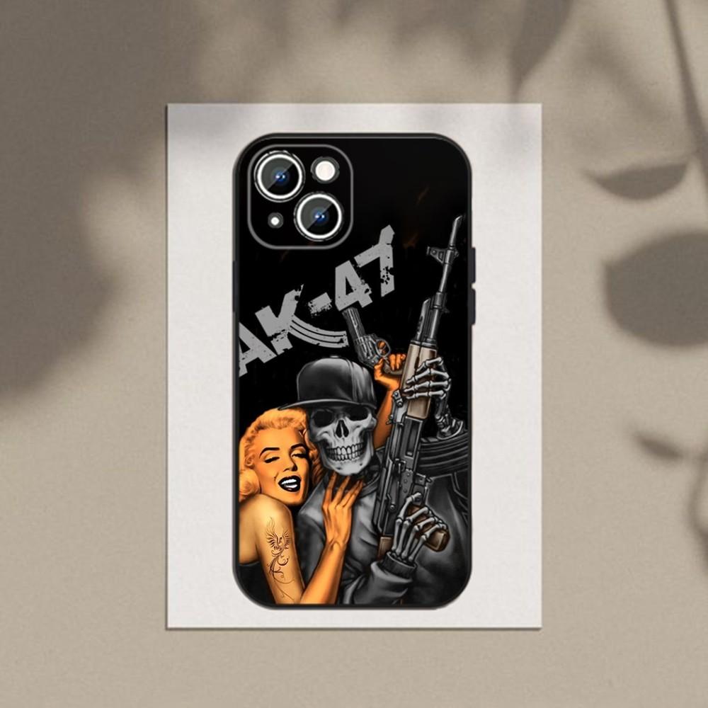 Ak-47 King of Guns Phone Case Phone Case For Apple iPhone 15,14,13,12,11,XS,XR,X,8,7,Pro,Max,Plus,mini Silicone Black Cover