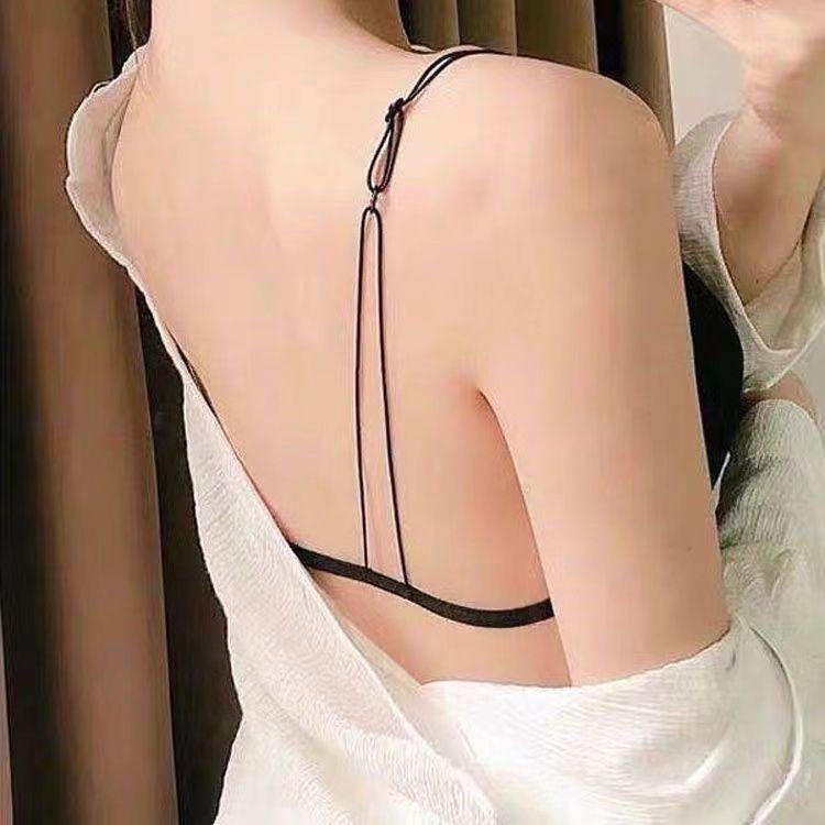 French Style Lace Thin Strap Wire-Free Ultra-Thin Breathable Backless Front-Closure Triangle Cup Bra
