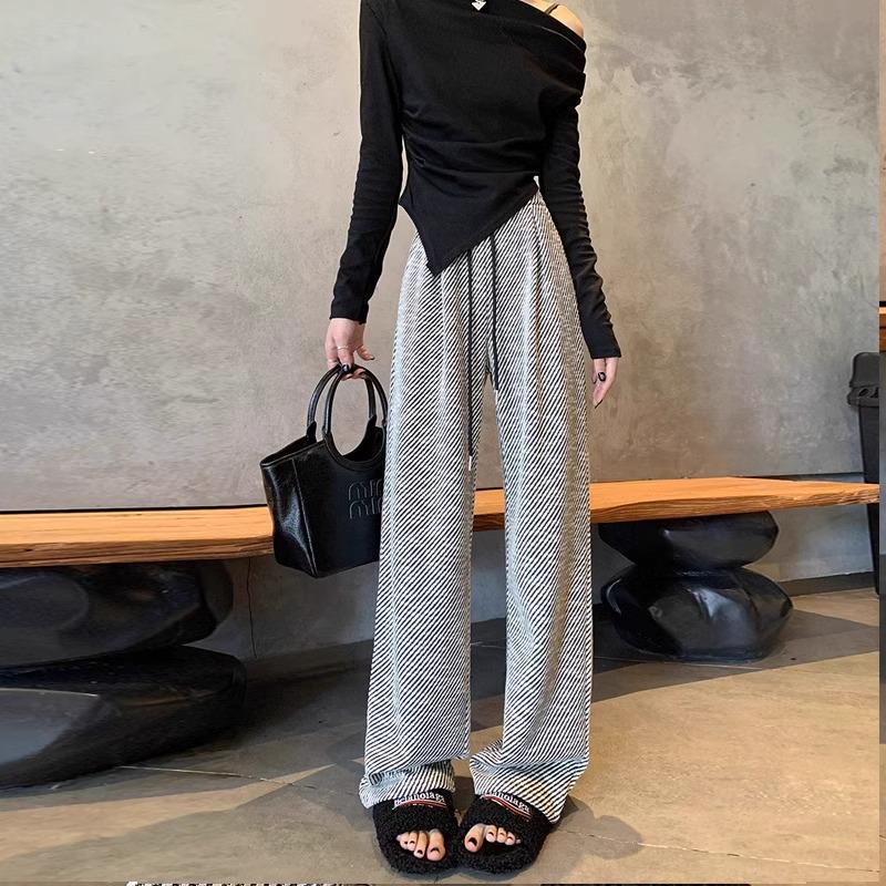 

Брюки твил с широкими штанинами и высокой посадкой на кулиске - Женские миниатюрные, Повседневные на весну/лето XS (60-79 lbs)