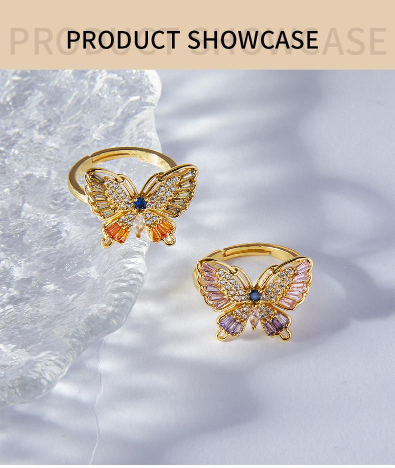 Elegant Light Luxury Zircon Butterfly Ring