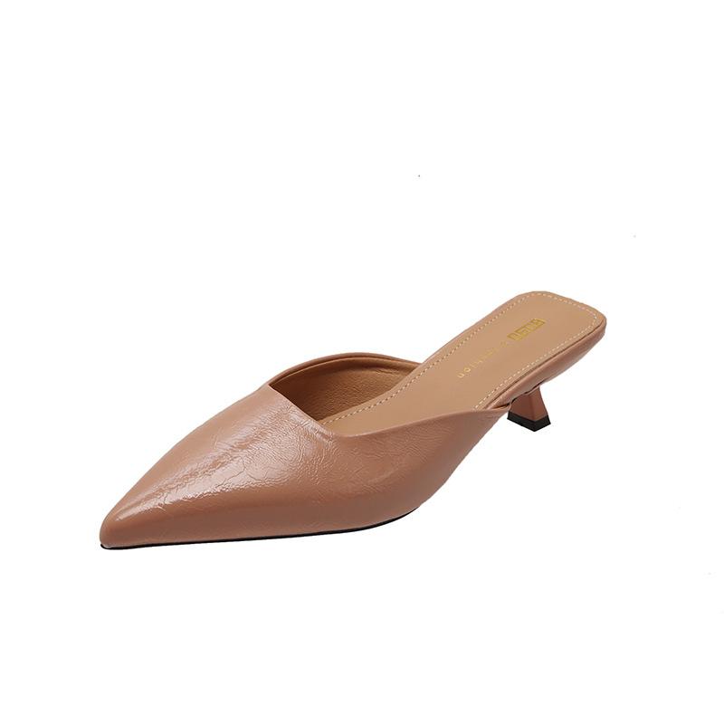 

Thin heel fashion bag head half slippers women 2025 summer European station new pointed sandals thin high heel cool slippers women 40 рожевий