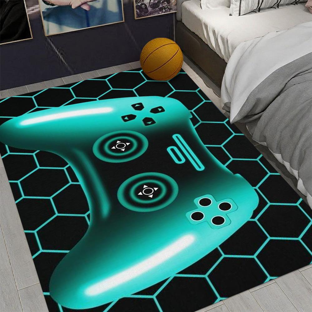 Gaming Controller Rug – Non-Slip Carpet for Boys’ Game Room or Bedroom Decor, Machine Washable
