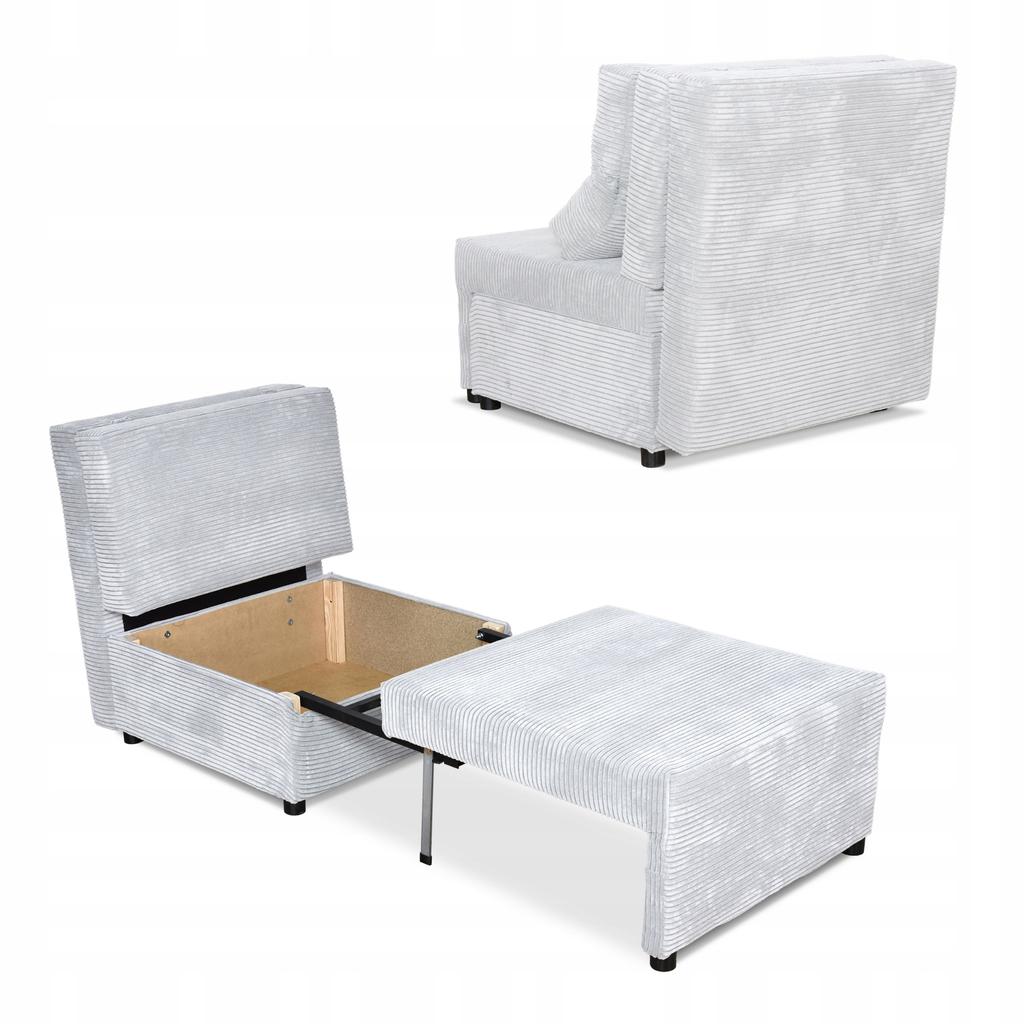 Fold-out Armchair Sleeping Function KIMO Bedding Container Family Furniture Grey