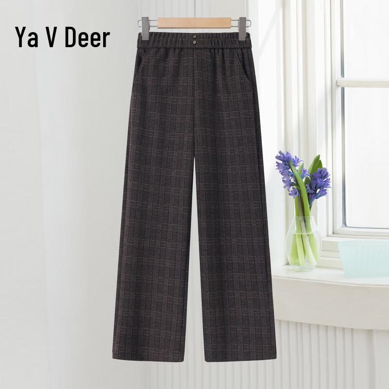 Yalu Women s Plaid Straight-Leg Trousers 5XL