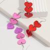 Pink Love Heart Acrylic Drop Earrings for Women Mirrored Peach Hearts Spliced Long Earring Fashion Jewelry Valentine's Day Gifts