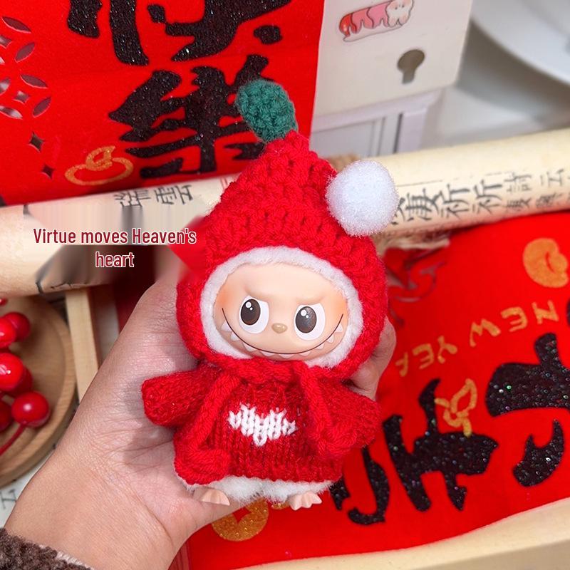 4th Gen Labubu Festive Sweater Hat Doll with Mini Nose and English Letters. 4th Gen Mini Wearable (No Doll)