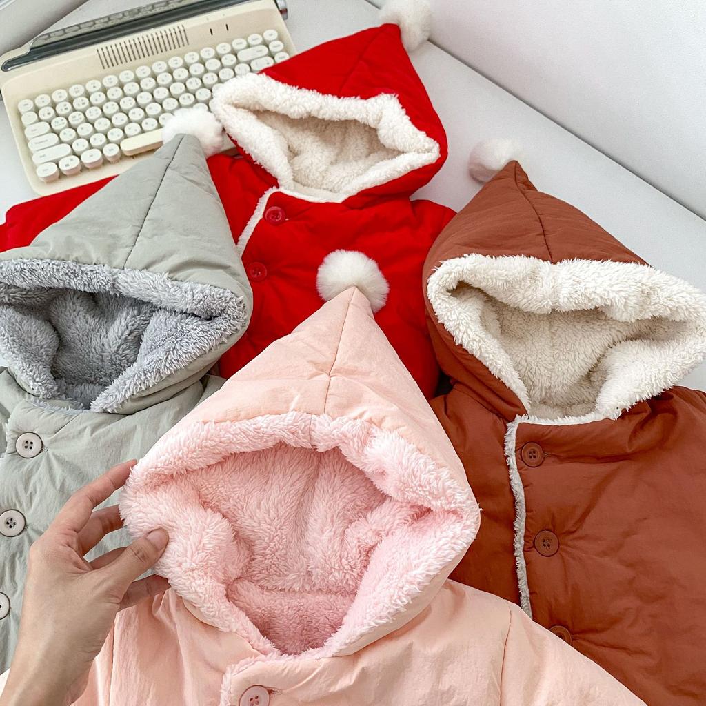 Baby Coat 2025 Winter New Cotton Baby Girl's Hooded Coat Plus Velvet Warm Hooded Jacket Coats