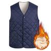 Youth Winter Fleece-Lined Warm Vest for Middle-Aged and Elderly Men: Slightly Solid-Color Stretchy Vest