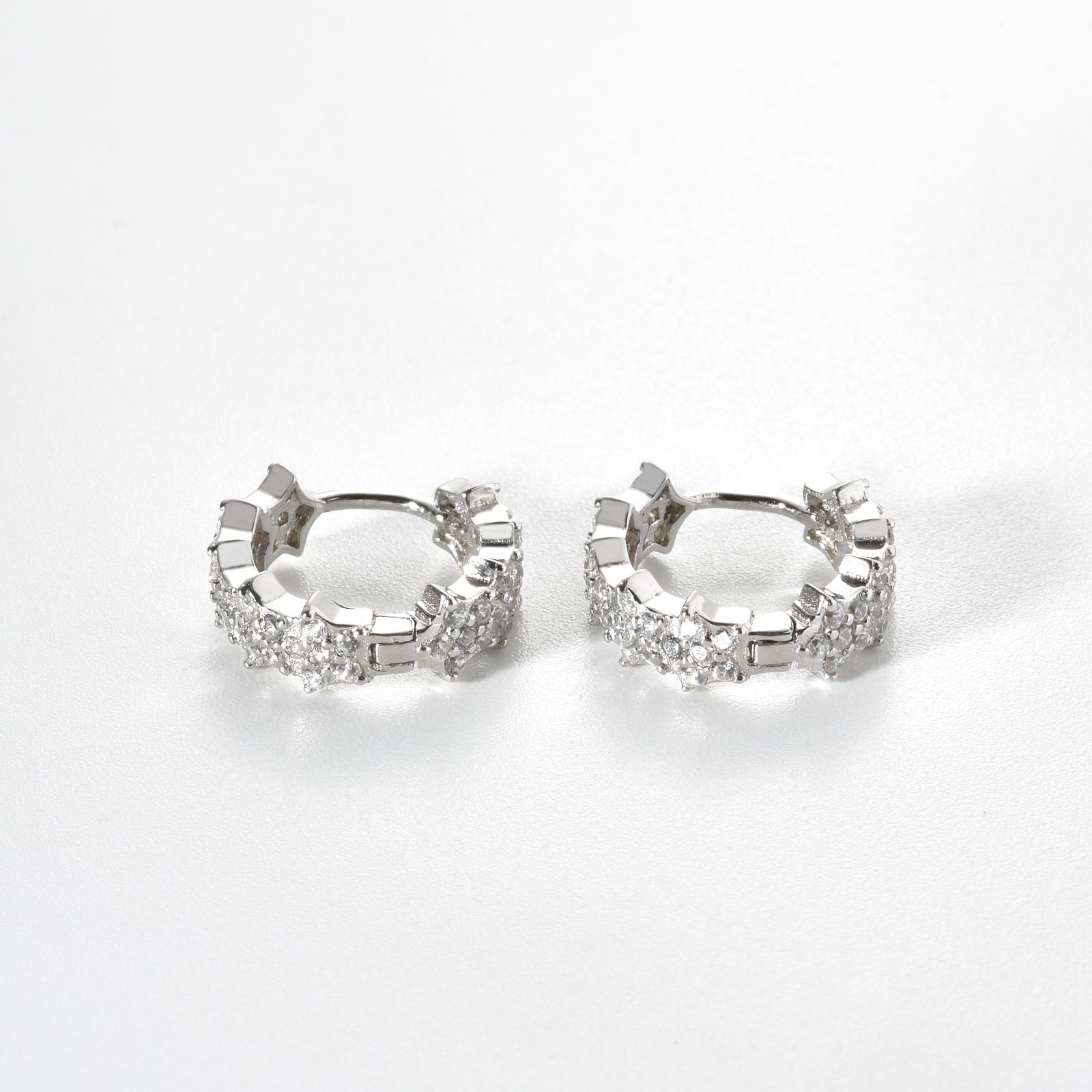 ANDYWEN серьги-кольца из стерлингового серебра 925 пробы со звездами — фото 5