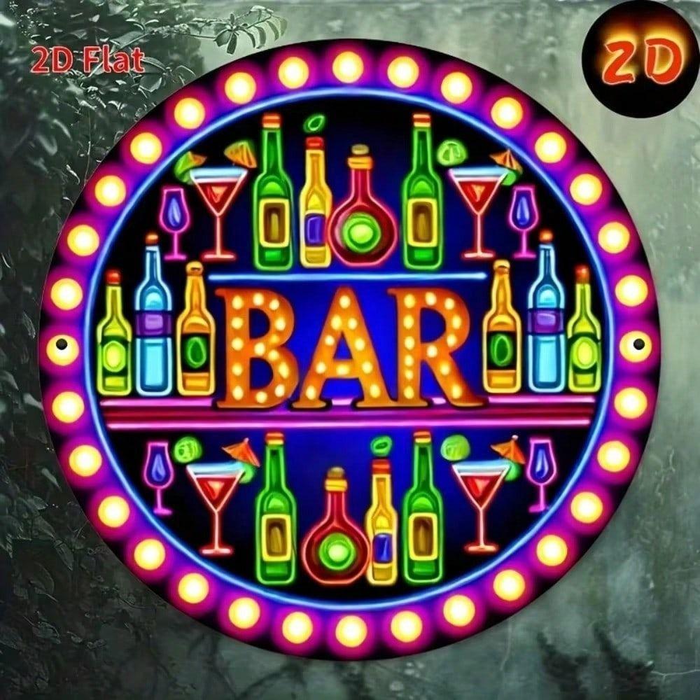 Metal Poster Wall Decor Retro Neon Aluminum Sign for Bar Cafe Courtyard