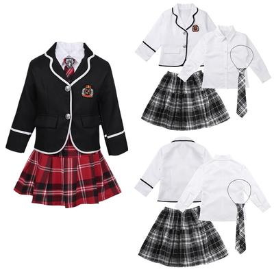 Kids Boys Girls Classic British Japanese Korean School Uniform Outfits Anime Cosplay Dress Up Costumes Shirt Suit