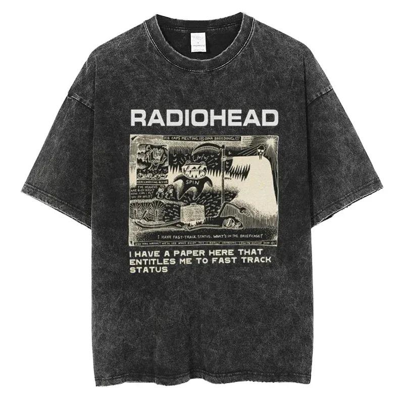 Tričko Radiohead Classic Retro Rock Band Grafika Tričko Oversized Kvalitní Bavlna Muži Ženy Streetwear Trička s krátkým rukávem