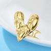 Stainless Steel Love Heart Opening Ring for Women Gold Color Adjustable Finger Rings Texture Design Minimalist Jewelry Gifts