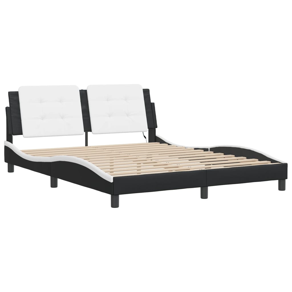 LED Bed Frame Without Mattress  Zadar  Black and White 160 X 200 Cm