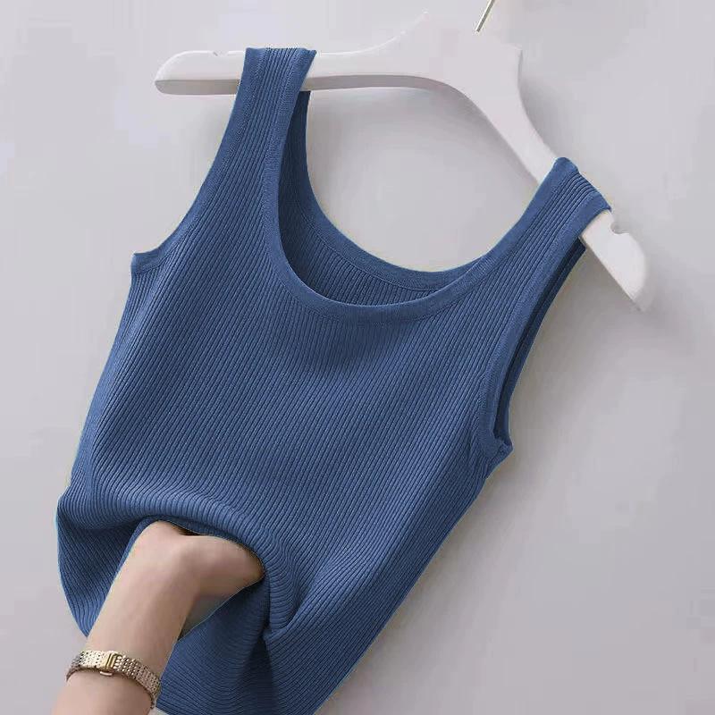Sling Threaded Vest Women's Large Size Slim Fit Outer Wear Inner Bottoming Shirt Sleeveless Thin Vest