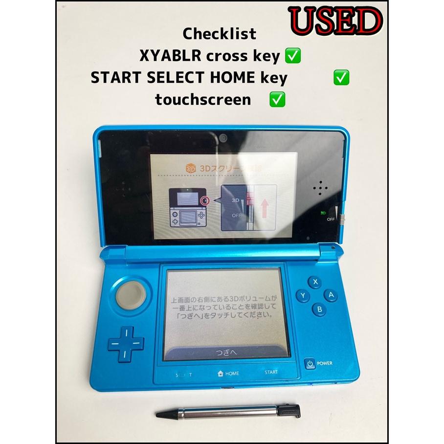 Nintendo 3DS CTR-001[JP Region Locked] (Flare Red , Pink, Blue ,Yellow,Black, White) &  Charger Stylus, Tested Fully Working)