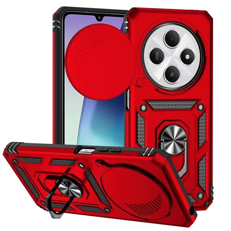 For Xiaomi Redmi 14C 4G Case Armor Shockproof Slide Lens Cover For Redmi14C Magnet Car Holder Ring Case For Redmi 14C Funda