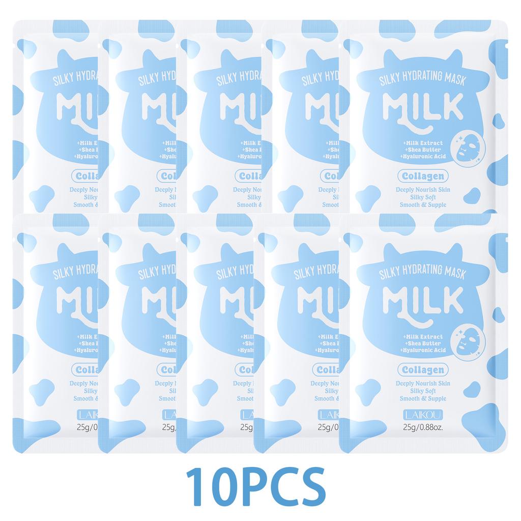 LAIKOU Milk Silky Hydrating Mask Brightening Collagen Sheet Mask Anti-Age Skin Care Moisturizing Face Mask 25g