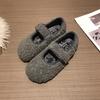 2025 New Velvet Beanie Shoes with Mary Jane Single Shoes Flat-soled Fluffy Shoes for Women's Winter Wear