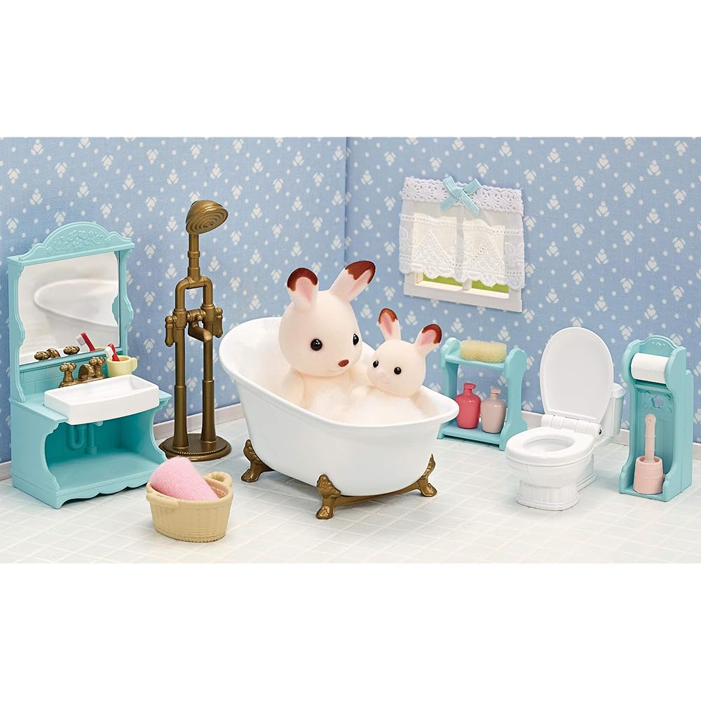 Sylvanian Families Bathroom Set ST Mark Certified for Ages 3 and Up Dollhouse Furniture Toy