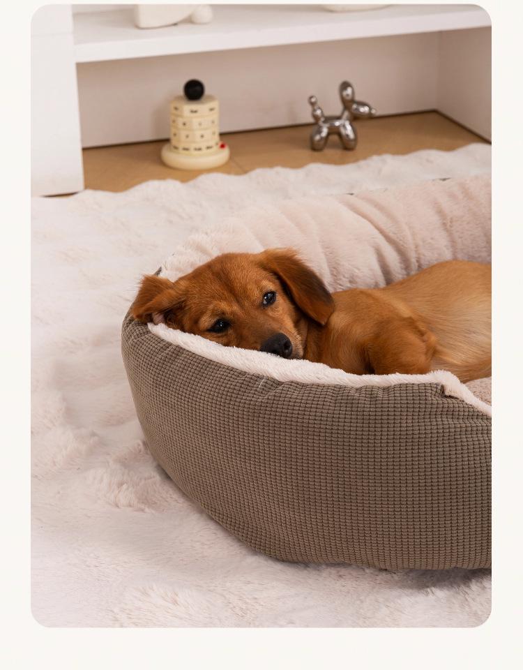 Warmes Winter Plüsch Haustierbett – Kratz- und Verschleißfest, Herausnehmbares und Waschbares Cord Nest für Katzen und Hunde