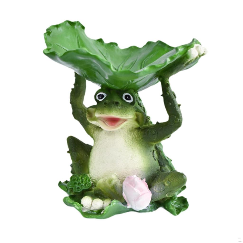 Frog Bird Feeder Garden Sculpture Miniature Decor for Indoor And Outdoor