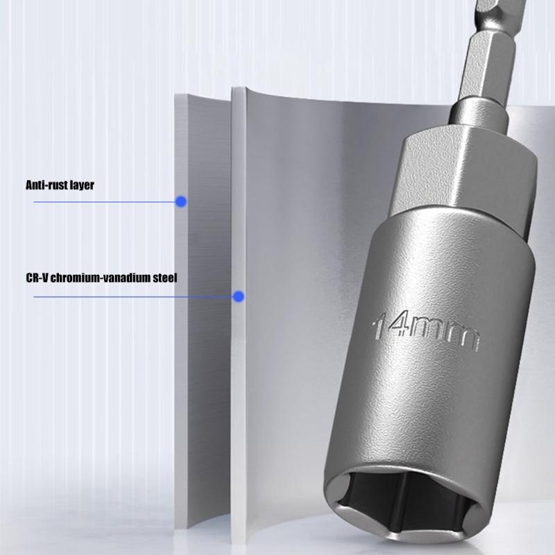 1/4inch Wrench Hexagonal Bit Socket Set Long Impact Drill Socket Adapter Drill Bit Extension Socket Adapter for Electric