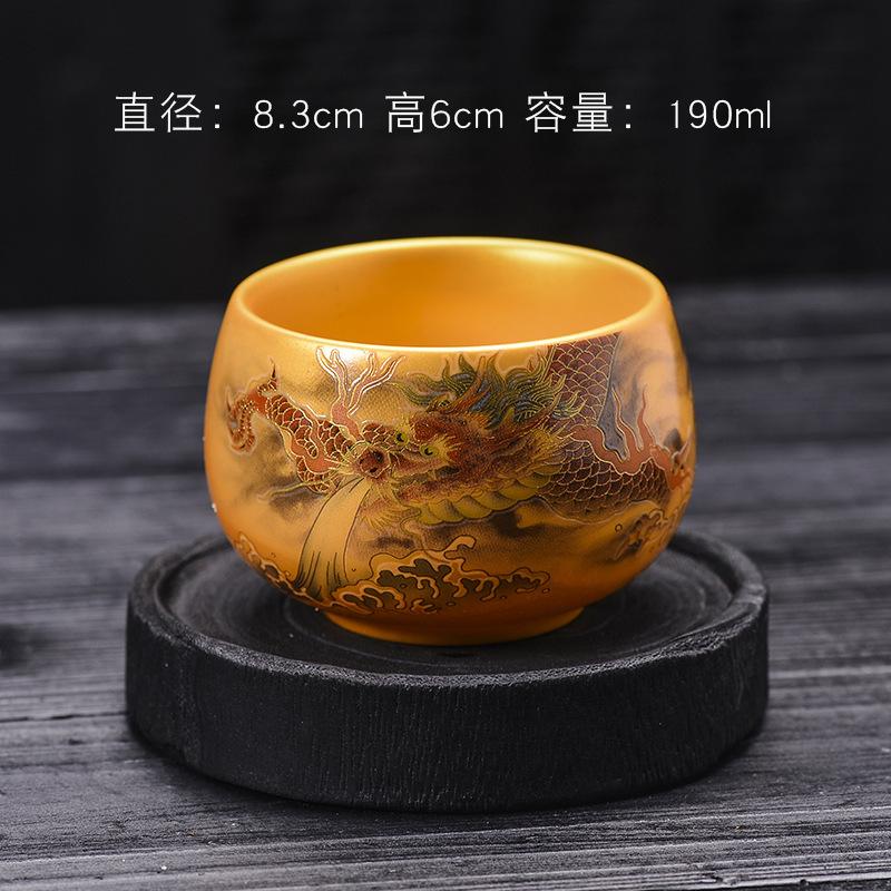 Gilded Cup Enamel Blue and White Tea Cup Personal Cup Master Cup Purple Clay Jian Zhan Master Liu Guolan