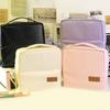 Portable Cosmetics Storage Bag Solid Color Vertical Travel Makeup Organizer Multi-Layer PU Cosmetic Organizer Outdoor