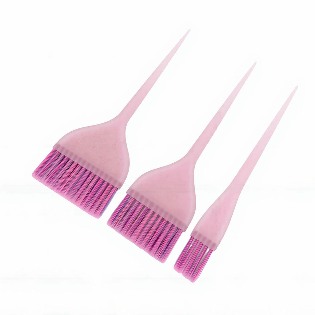 3pcs Hair Dye Brush Long Handle DIY Multiple Sizes Precise Application Compact Tint Brushes for Hair Coloring Glitter Pink Dot