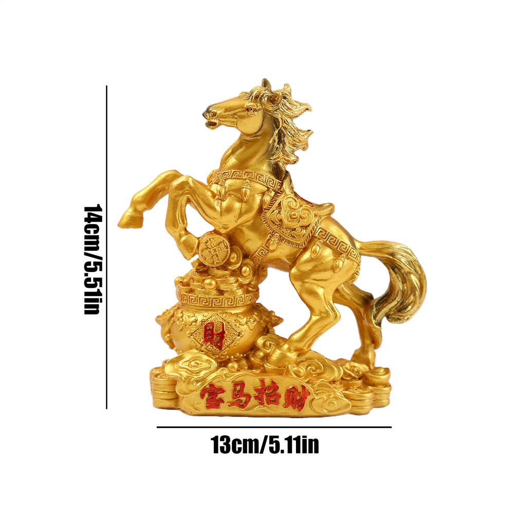 

Chinese Zodiacs Horse Statue Wealth Prophecys Statue Desktop Decoration Living Room Tea Table Sculpture Resin Craft Home Decor золотий