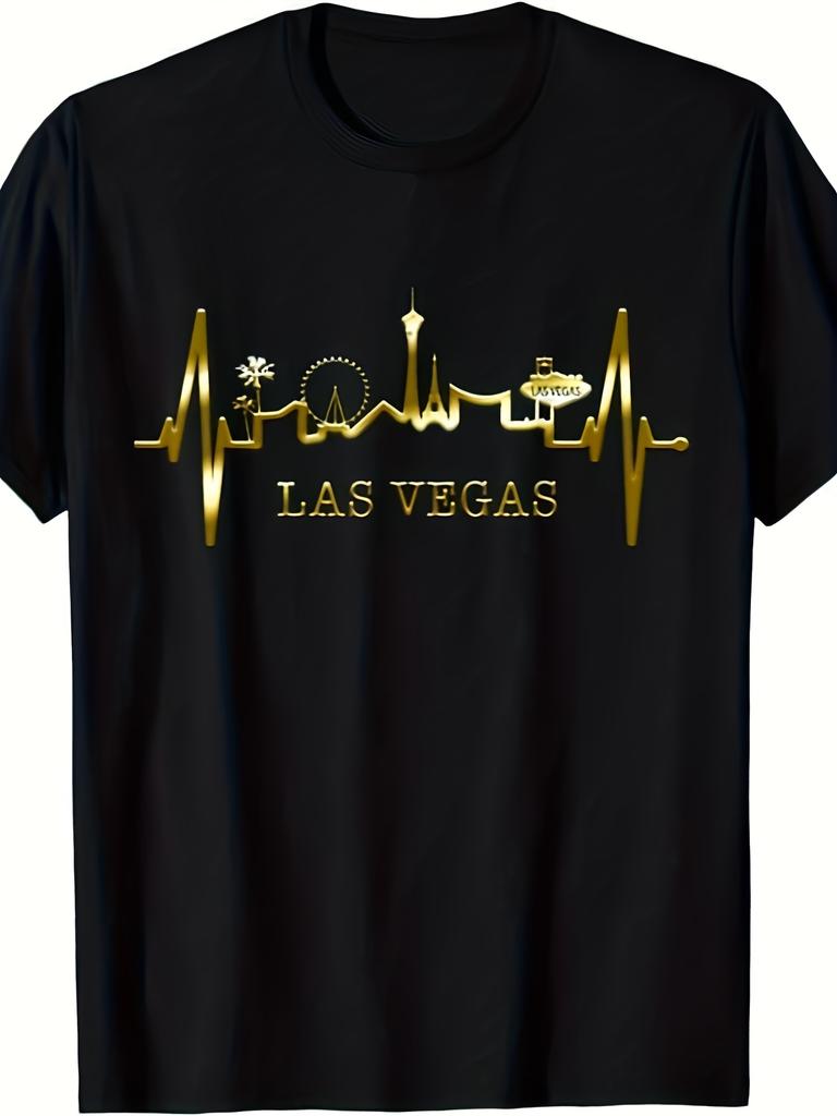 Las Vegas Skyline Heartbeat I Love Nevada USA Las Vegas TShirtMerry Christmas Oversized TShirt Soft Cotton Holiday Gift Tee for Family0pure Cotton Bre