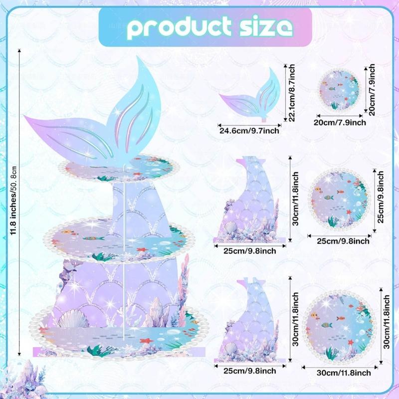 Convenient 3Tier Cupcake Stand Portable Cake Stand Convenient Cardboard Cupcake Tiers Stands for Different Gatherings