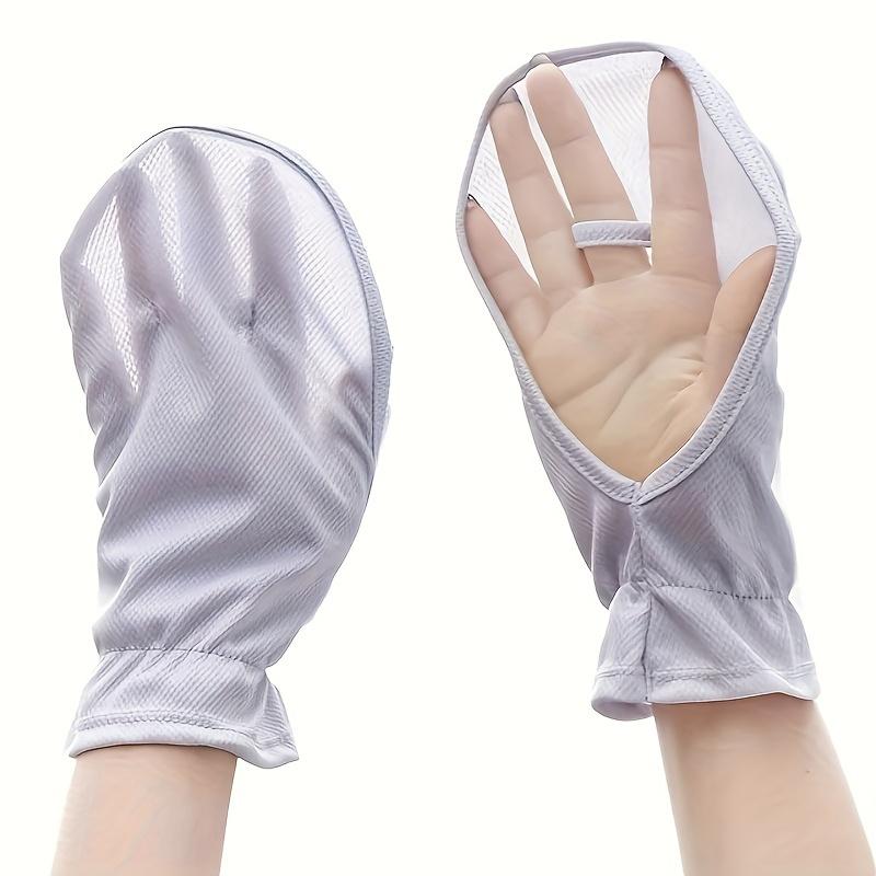 Ice Silky Fiber Fabric Open-Fingertip Short Gloves with Sleeves for Women, Thin Driving, Outdoor, Horse Riding Gloves, Gloves