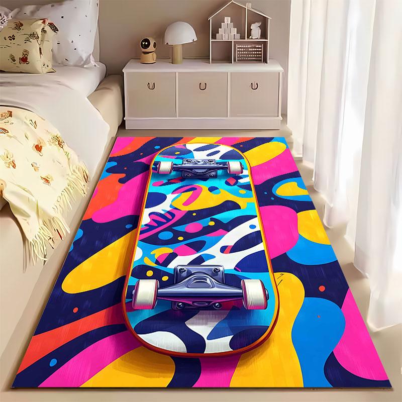 Abstract Colorful Skateboard Art suitable as a non-slip mat for the living room or bedroom sofa