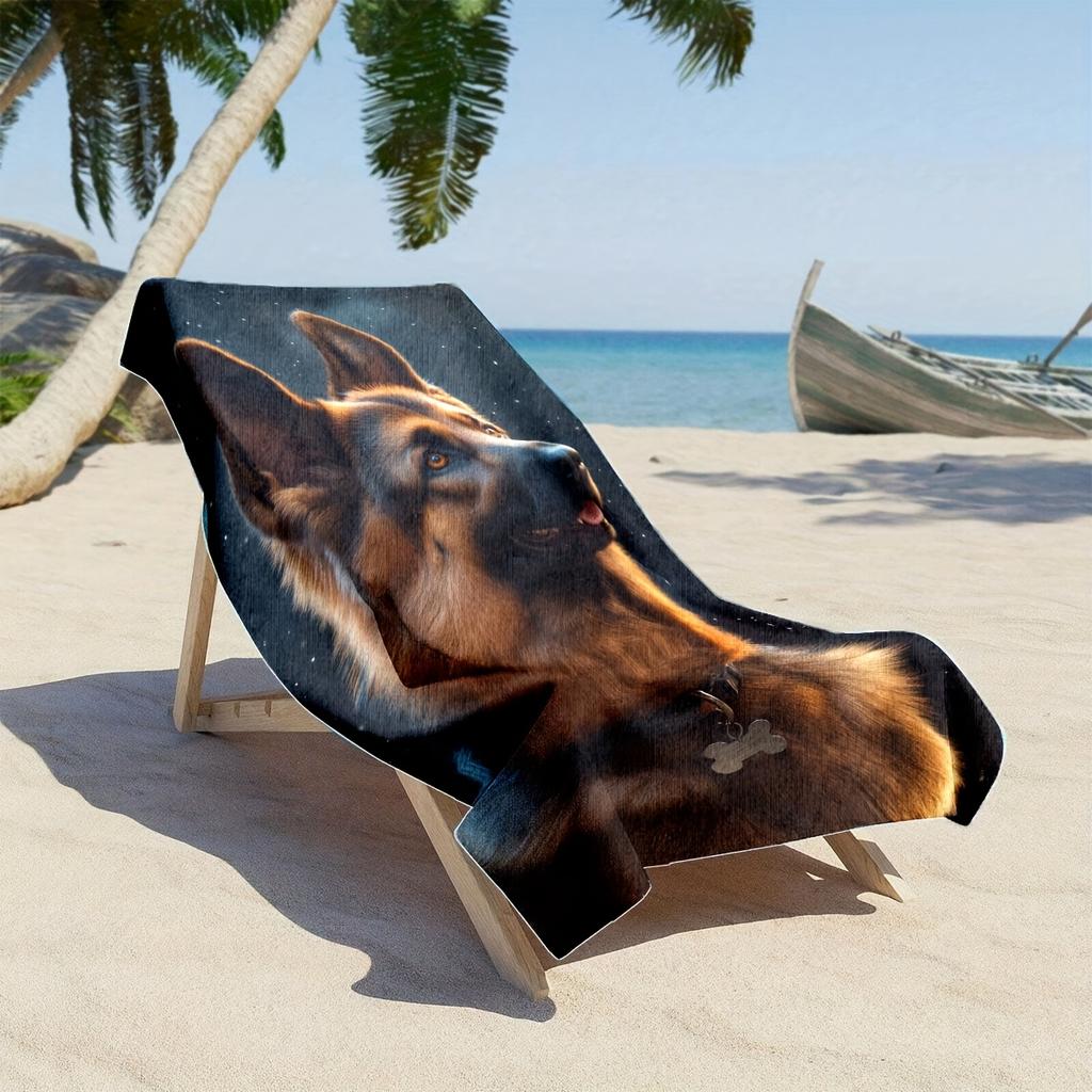 German Shepherd Dog Ultrafine Fiber Beach Towel, Quick-Dry Soft Absorbent for Pool Swim Travel