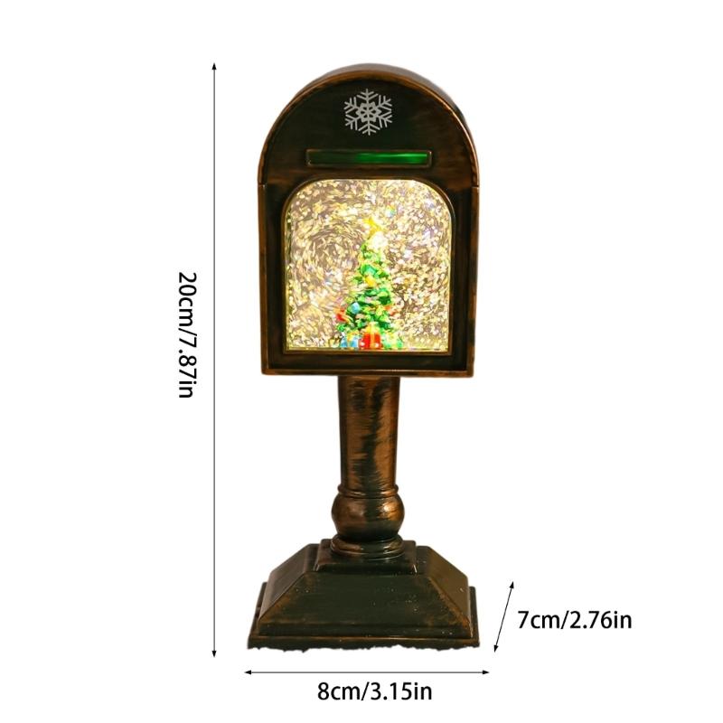 Glowing Musical Christmas Mailbox Crystal Night Light for Indoor Holiday Room Decoration USB Powered Table Lamp