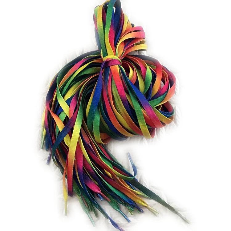 1 Paar Kleurrijke Veters Regenboog Kleurverloop Print Platte Canvas Schoen schoenveters kind volwassene sneakers schoenveters lengte 80/100/120/150cm 100cm