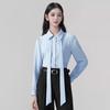 Women's Detachable Bow Long Sleeve White Shirt
